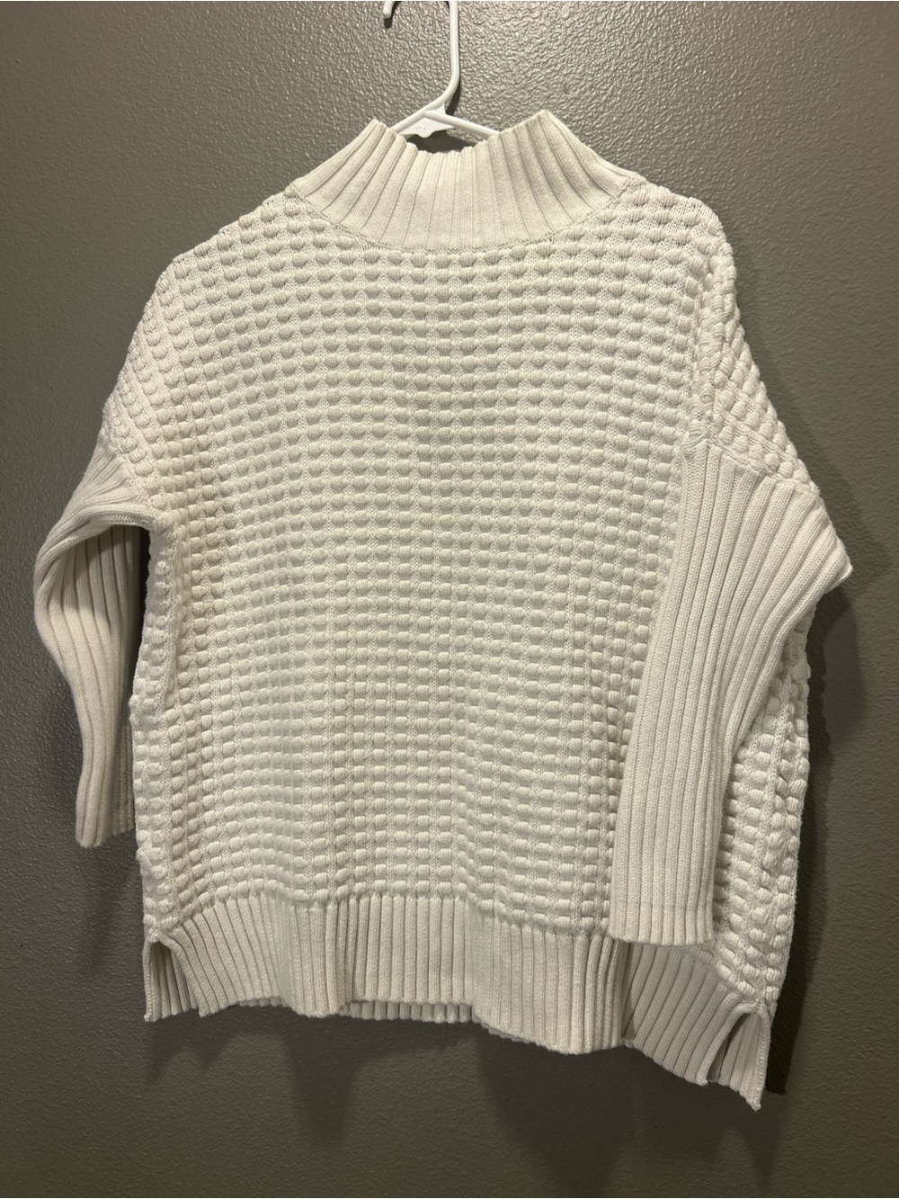 French Connection Mozart Popcorn High Neck Cotton Sweater White Size Small GUC